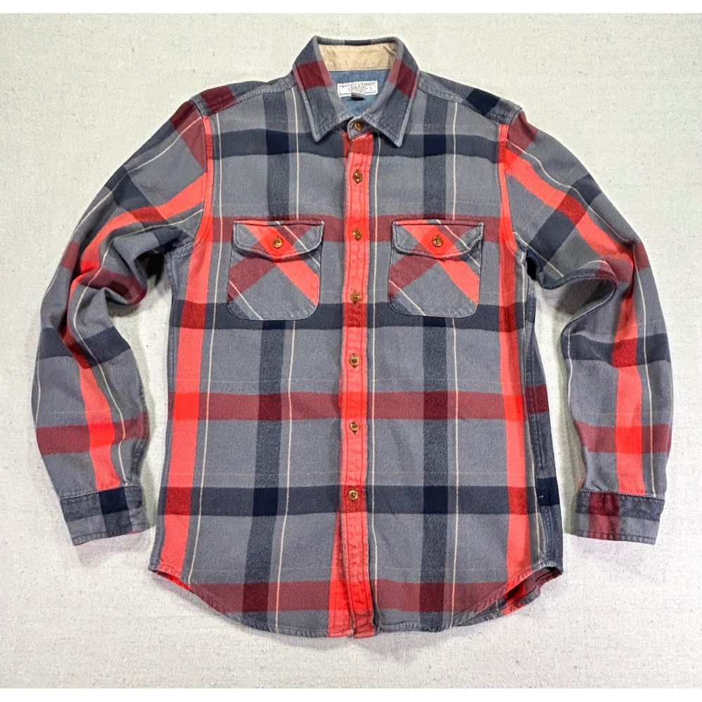WALLACE & BARNES Mens Small Heavy Cotton Flannel Shirt Button Long Sleeve J Crew